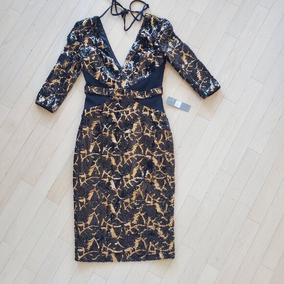 LUCIAN MATIS ! Squains V-neck Dress (US/4) - Picture 1 of 14